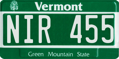 VT license plate NIR455