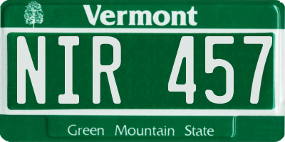 VT license plate NIR457