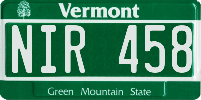 VT license plate NIR458