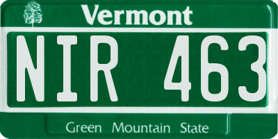 VT license plate NIR463