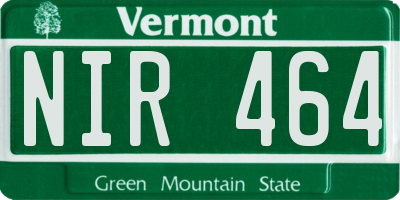 VT license plate NIR464