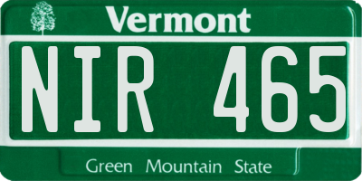 VT license plate NIR465