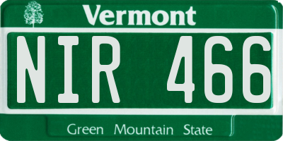 VT license plate NIR466