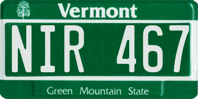 VT license plate NIR467
