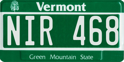 VT license plate NIR468