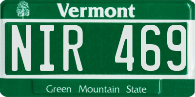 VT license plate NIR469