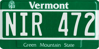 VT license plate NIR472