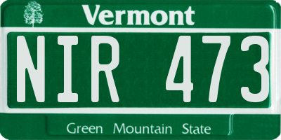 VT license plate NIR473