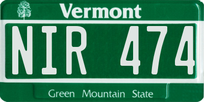 VT license plate NIR474