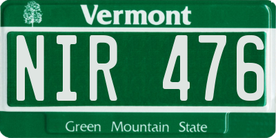 VT license plate NIR476