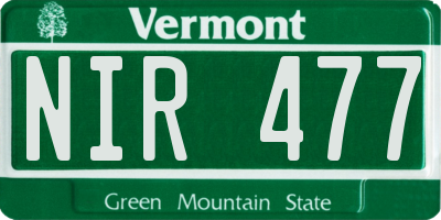 VT license plate NIR477