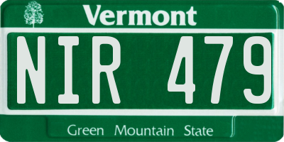 VT license plate NIR479