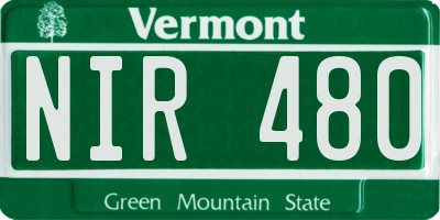 VT license plate NIR480