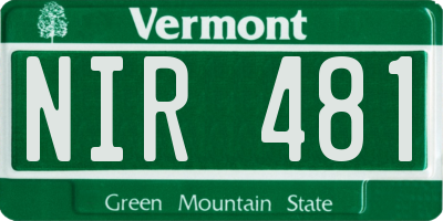 VT license plate NIR481