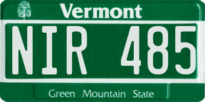 VT license plate NIR485