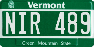 VT license plate NIR489