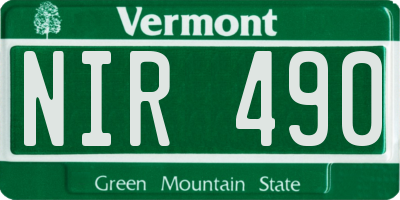 VT license plate NIR490