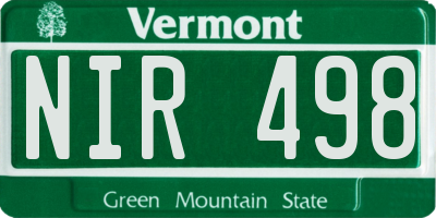 VT license plate NIR498