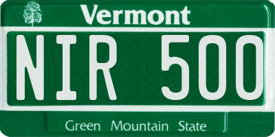 VT license plate NIR500