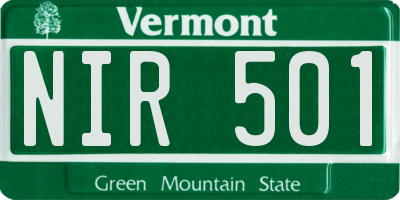 VT license plate NIR501