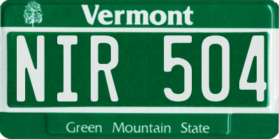VT license plate NIR504