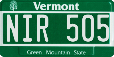 VT license plate NIR505