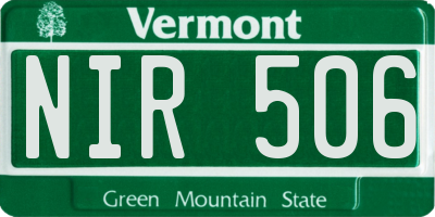 VT license plate NIR506