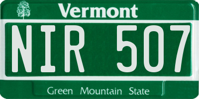 VT license plate NIR507