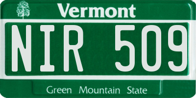 VT license plate NIR509