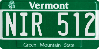 VT license plate NIR512