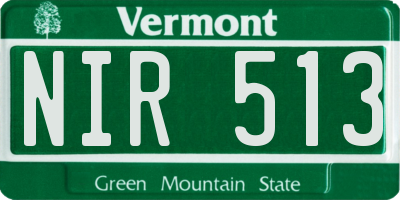 VT license plate NIR513