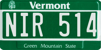 VT license plate NIR514