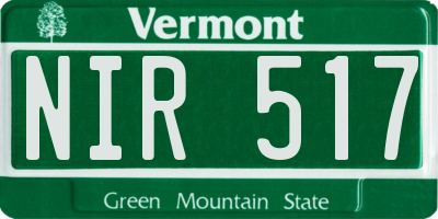 VT license plate NIR517