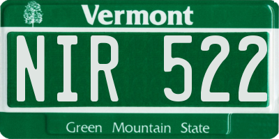 VT license plate NIR522