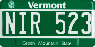 VT license plate NIR523