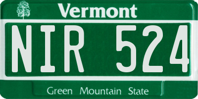 VT license plate NIR524