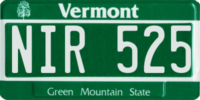 VT license plate NIR525