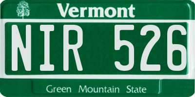 VT license plate NIR526