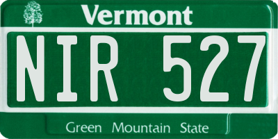 VT license plate NIR527