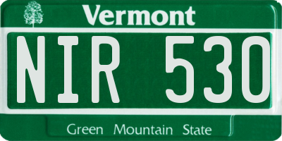 VT license plate NIR530