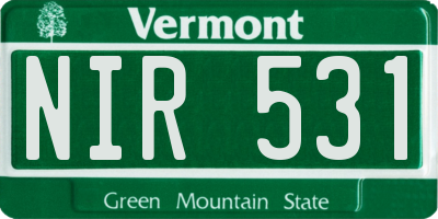 VT license plate NIR531
