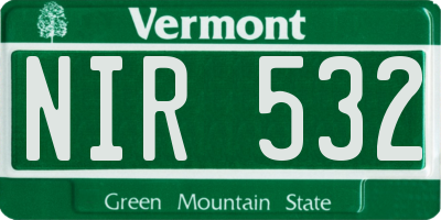 VT license plate NIR532