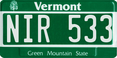 VT license plate NIR533