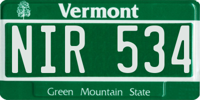 VT license plate NIR534