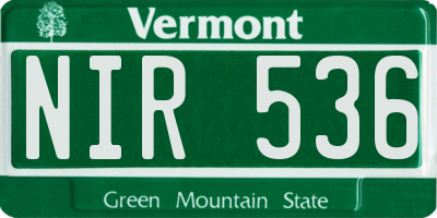 VT license plate NIR536