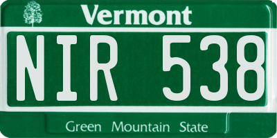 VT license plate NIR538