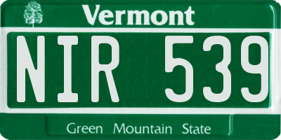 VT license plate NIR539