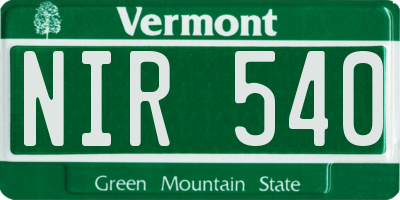 VT license plate NIR540