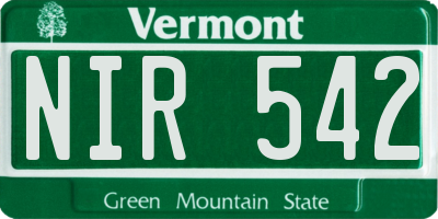 VT license plate NIR542