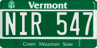 VT license plate NIR547